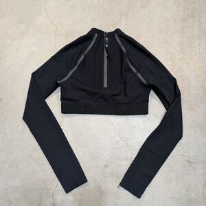 Reebok X Victoria Beckham Gym Black Long Sleeve Crop Top Stretch SAMPLE